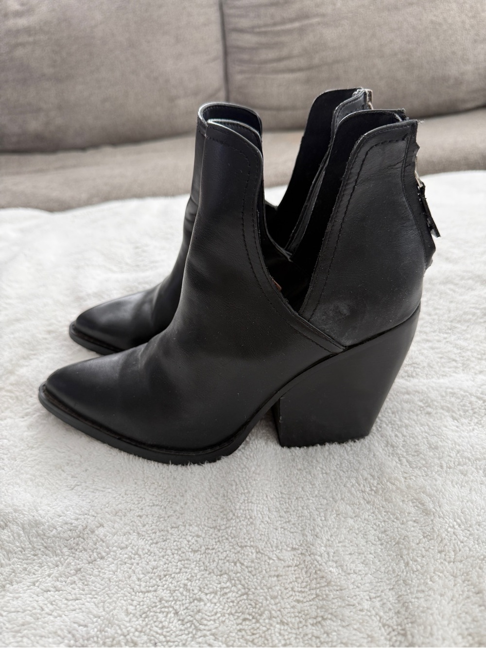 Abound Black Pointed Cutout Block Heel Ankle Boots